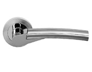 Atlantic Status Florida Door Handles On Round Rose, Dual Finish Polished Chrome & Satin Chrome - S32R/SCPC (sold in pairs)
